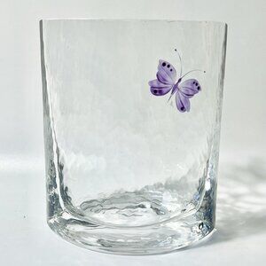 Swedish Pukeberg Heavy Glass Vintage Clear Purple Butterfly